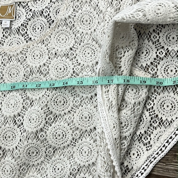 JM Collection Open Crochet Angel Sleeve Top Size M Cottage Boho Hippie Festival - Picture 9 of 13